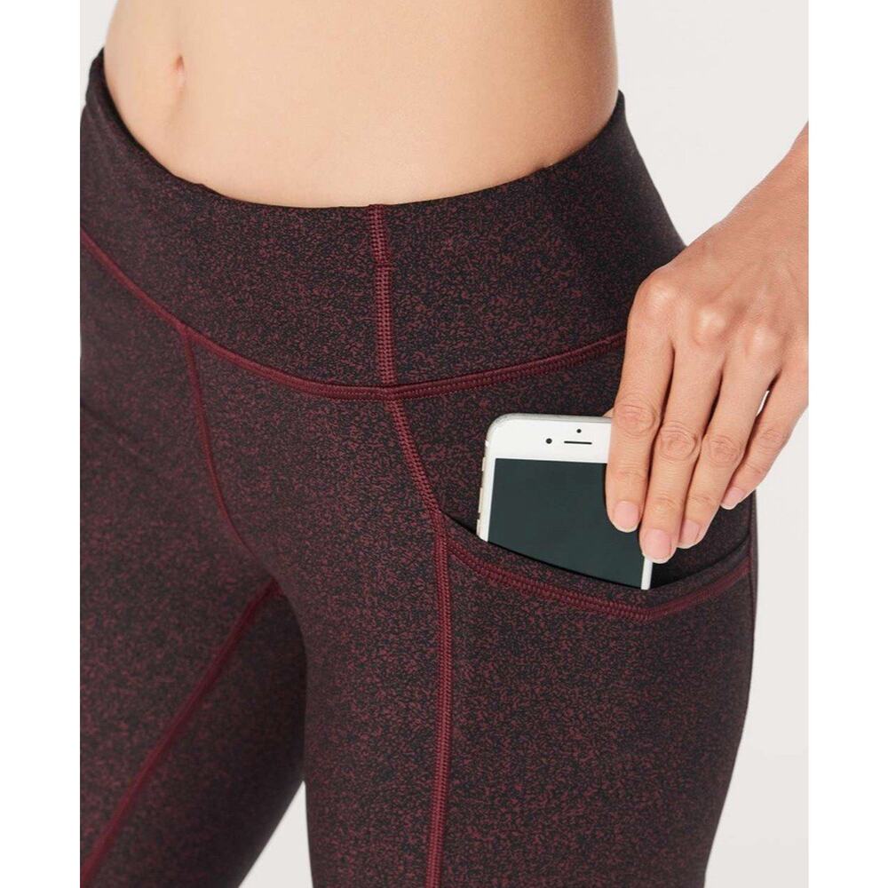 Lululemon Tight Stuff Tight II (25") Granulite Garnet Black Size 6 Maroon Pants